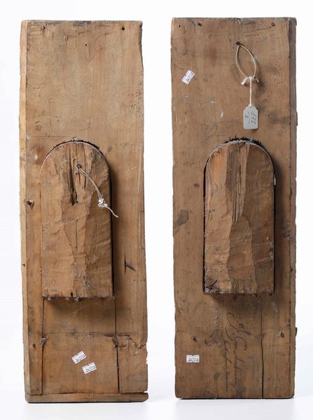 Coppia di pannelli lignei dorati, Toscana o Liguria, XVII secolo  - Asta Scultura - Associazione Nazionale - Case d'Asta italiane