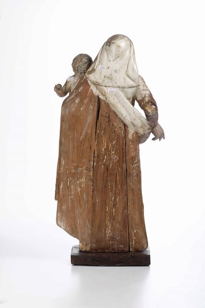 Madonna con Bambino. Legno con tracce di policromia. Arte barocca dell�Italia centro meridionale  - Asta Scultura - Associazione Nazionale - Case d'Asta italiane