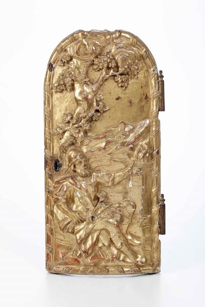 Sportello di tabernacolo in legno intagliato e dorato. XVIII secolo  - Asta Scultura - Associazione Nazionale - Case d'Asta italiane