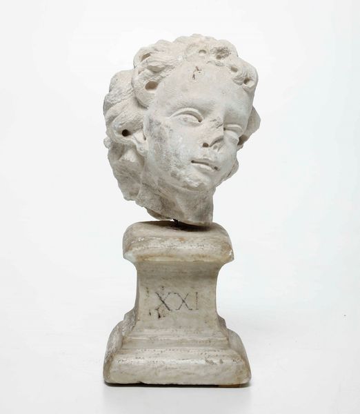 Testa di fanciullo. Pietra scolpita. Arte barocca del XVII-XVIII secolo  - Asta Scultura - Associazione Nazionale - Case d'Asta italiane