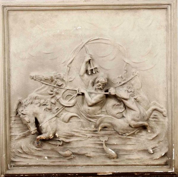 Bassorilievo in gesso raffigurante Nettuno con cavalli marini. Plasticatore del XIX-XX secolo  - Asta Scultura - Associazione Nazionale - Case d'Asta italiane