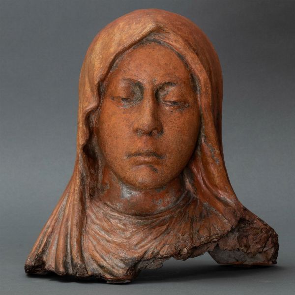 Madonna o Dolente. Terracotta. Plasticatore italiano del XVII secolo  - Asta Scultura - Associazione Nazionale - Case d'Asta italiane