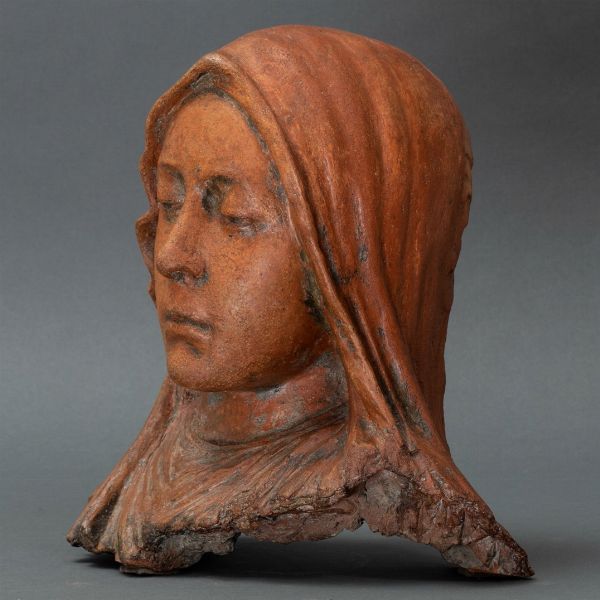 Madonna o Dolente. Terracotta. Plasticatore italiano del XVII secolo  - Asta Scultura - Associazione Nazionale - Case d'Asta italiane