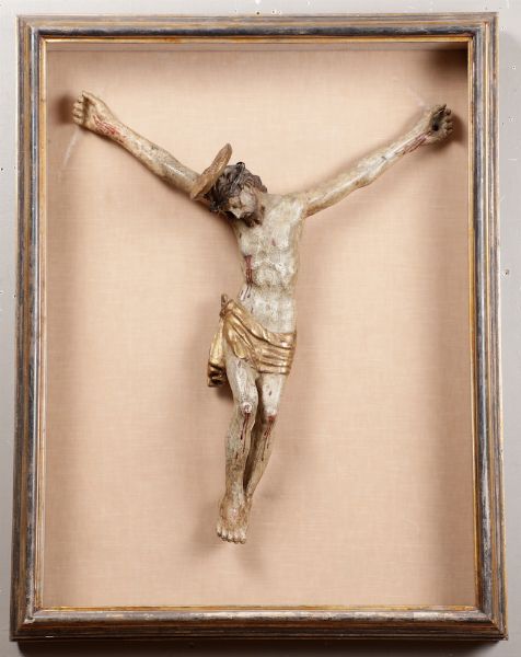 Corpus Christi in legno dipinto e dorato. Arte barocca del XVII-XVIII secolo  - Asta Scultura - Associazione Nazionale - Case d'Asta italiane
