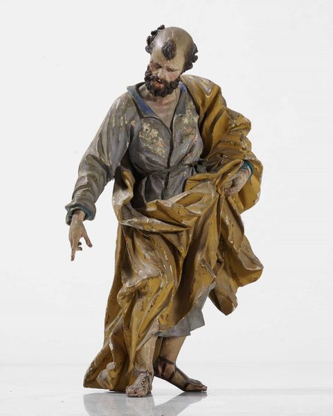 San Giuseppe. Scultura in legno policromo. XVIII-XIX secolo  - Asta Scultura - Associazione Nazionale - Case d'Asta italiane