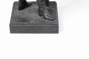 Due sculture in bronzo raffiguranti soldati. Firma A. Poitevin inciso alla base (Auguste Poitevin Francia 1819-1879 ?)  - Asta Scultura - Associazione Nazionale - Case d'Asta italiane