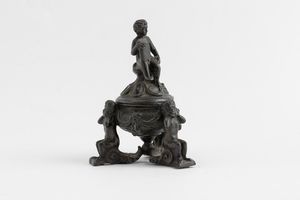 Calamaio in bronzo. XIX secolo  - Asta Scultura - Associazione Nazionale - Case d'Asta italiane