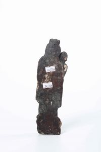 Piccola Madonna lignea dipinta. Probabile XV secolo  - Asta Scultura - Associazione Nazionale - Case d'Asta italiane