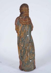 Santa Orante. Legno scolpito e laccato. Arte spagnola del XVI-XVII secolo  - Asta Scultura - Associazione Nazionale - Case d'Asta italiane