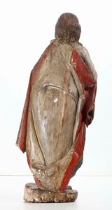 San Giovanni Battista. Legno intagliato e dipinto. Scultore del XVII-XVIII secolo  - Asta Scultura - Associazione Nazionale - Case d'Asta italiane