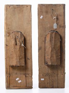 Coppia di pannelli lignei dorati, Toscana o Liguria, XVII secolo  - Asta Scultura - Associazione Nazionale - Case d'Asta italiane