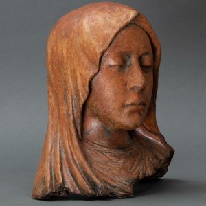 Madonna o Dolente. Terracotta. Plasticatore italiano del XVII secolo  - Asta Scultura - Associazione Nazionale - Case d'Asta italiane