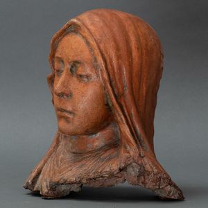 Madonna o Dolente. Terracotta. Plasticatore italiano del XVII secolo  - Asta Scultura - Associazione Nazionale - Case d'Asta italiane