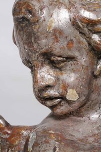 Putto. Legno intagliato e laccato a mecca. Arte barocca italiana del XVIII secolo  - Asta Scultura - Associazione Nazionale - Case d'Asta italiane