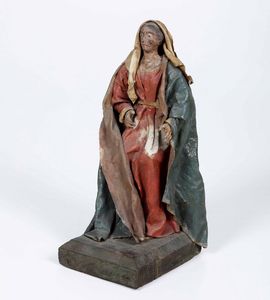 Figura da presepe in cartapesta. Madonna. Italia XVIII-XIX secolo  - Asta Scultura - Associazione Nazionale - Case d'Asta italiane
