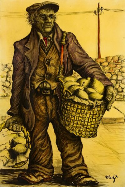 Venditore di limoni, anni 70  - Asta Arte Moderna, Contemporanea e Dipinti del XIX Secolo - Associazione Nazionale - Case d'Asta italiane