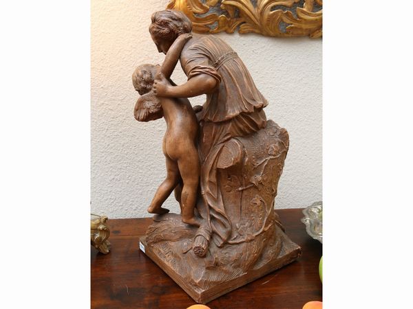 Jean-Baptiste Pigalle : L'Amore che abbraccia l'Amicizia 1756  - Asta Arredi e dipinti da un antico palazzo marchigiano - Associazione Nazionale - Case d'Asta italiane