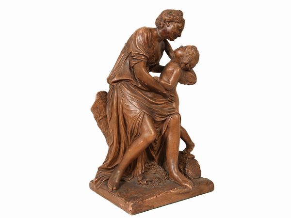 Jean-Baptiste Pigalle : L'Amore che abbraccia l'Amicizia 1756  - Asta Arredi e dipinti da un antico palazzo marchigiano - Associazione Nazionale - Case d'Asta italiane