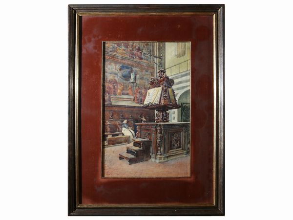 Edith Rynd : Interno della Chiesa di Santa Maria Novella 1889  - Asta Arredi e dipinti da un antico palazzo marchigiano - Associazione Nazionale - Case d'Asta italiane