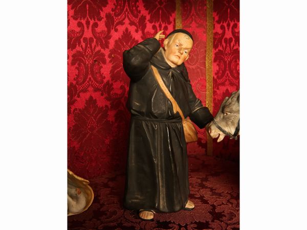 Gruppo umoristico in biscuit policromo  - Asta Arredi e dipinti da un antico palazzo marchigiano - Associazione Nazionale - Case d'Asta italiane