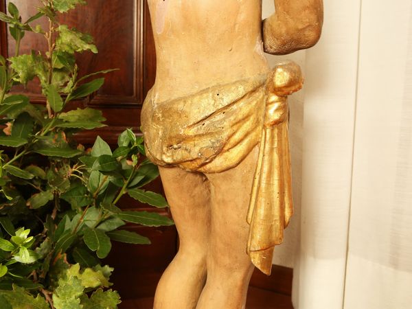 Figura portacero in legno intagliato  - Asta Arredi e dipinti da un antico palazzo marchigiano - Associazione Nazionale - Case d'Asta italiane