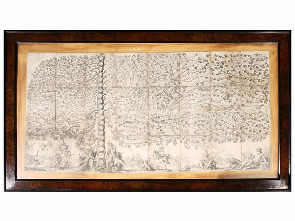 Albero genealogico della Famiglia Carafa  - Asta Arredi e dipinti da un antico palazzo marchigiano - Associazione Nazionale - Case d'Asta italiane