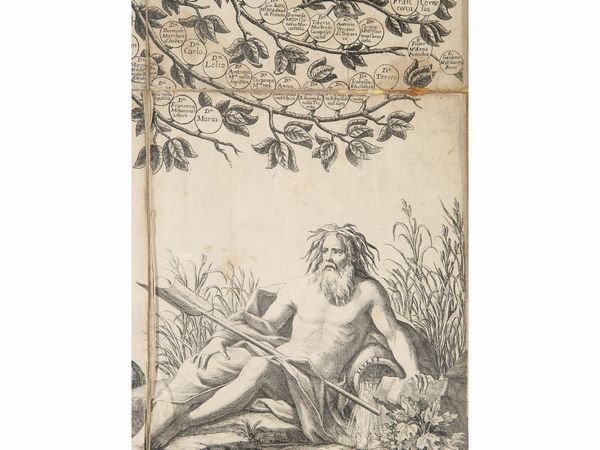 Albero genealogico della Famiglia Carafa  - Asta Arredi e dipinti da un antico palazzo marchigiano - Associazione Nazionale - Case d'Asta italiane