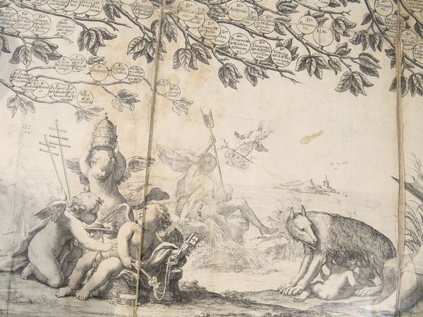 Albero genealogico della Famiglia Carafa  - Asta Arredi e dipinti da un antico palazzo marchigiano - Associazione Nazionale - Case d'Asta italiane