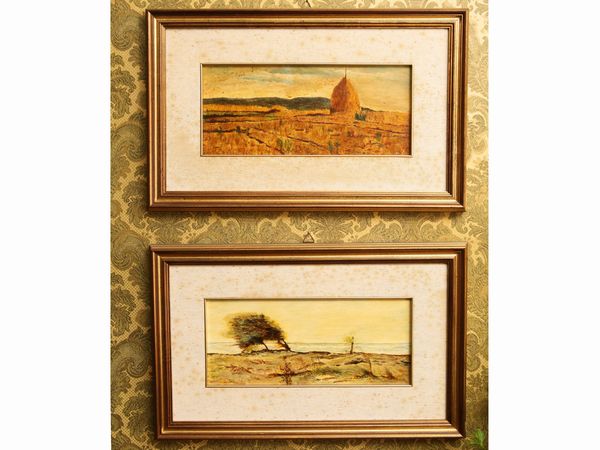 Paesaggio campestre e paesaggio marino  - Asta Arredi e dipinti da un antico palazzo marchigiano - Associazione Nazionale - Case d'Asta italiane