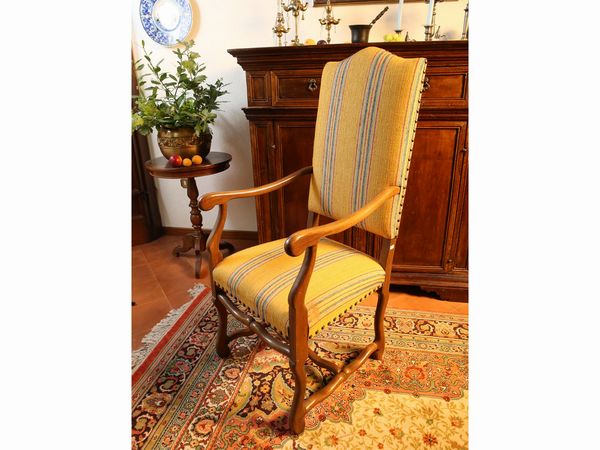 Seggiolone in noce  - Asta Arredi e dipinti da un antico palazzo marchigiano - Associazione Nazionale - Case d'Asta italiane