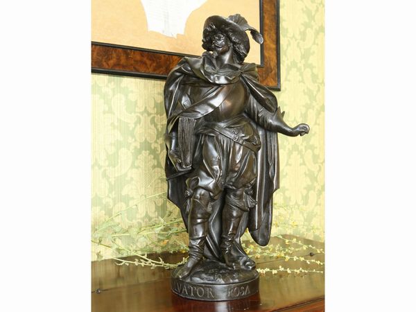 Salvator Rosa, da un modello di Albert-Ernest de Carrier Belleuse  - Asta Arredi e dipinti da un antico palazzo marchigiano - Associazione Nazionale - Case d'Asta italiane