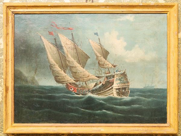 Marine con velieri orientali  - Asta Arredi e dipinti da un antico palazzo marchigiano - Associazione Nazionale - Case d'Asta italiane