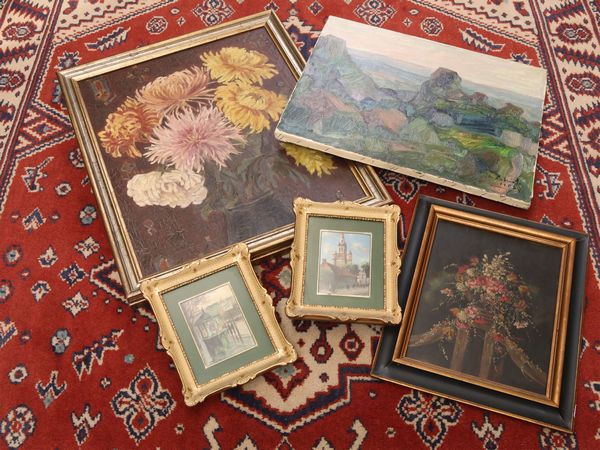 Lotto di cinque dipinti  - Asta Arredi e dipinti da un antico palazzo marchigiano - Associazione Nazionale - Case d'Asta italiane