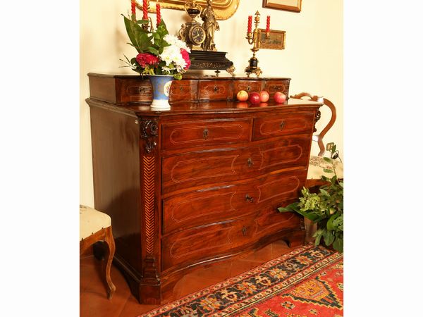 Cassettone con alzata in noce  - Asta Arredi e dipinti da un antico palazzo marchigiano - Associazione Nazionale - Case d'Asta italiane