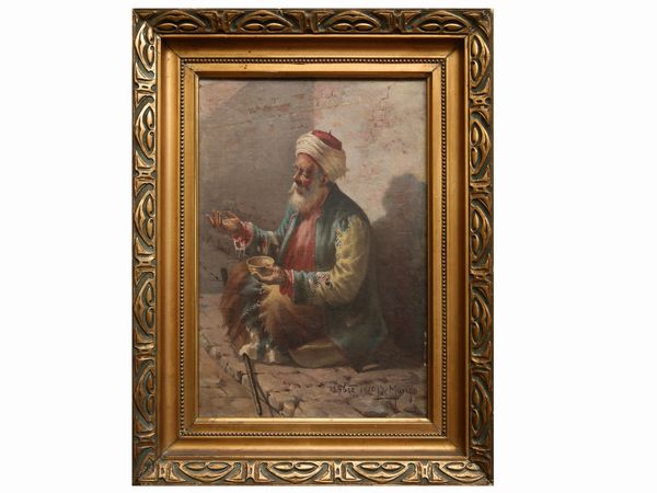 Leonardo De Mango : Mendincante 1910  - Asta Arredi e dipinti da un antico palazzo marchigiano - Associazione Nazionale - Case d'Asta italiane