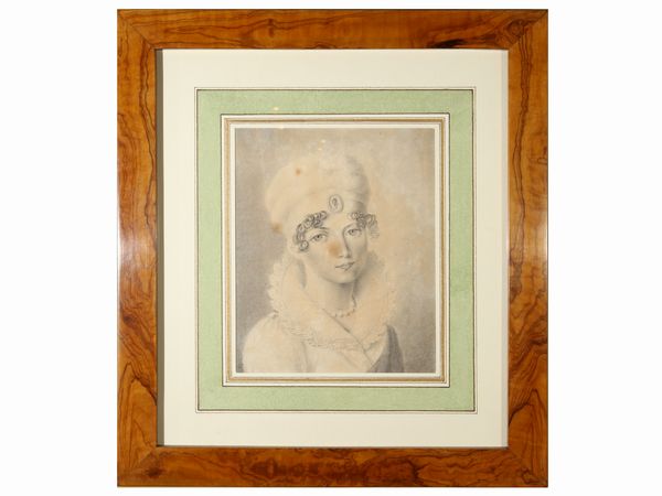 Scuola francese dell'inizio del XIX secolo : Ritratti  - Asta Arredi e dipinti da un antico palazzo marchigiano - Associazione Nazionale - Case d'Asta italiane