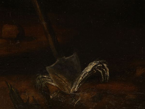 Jacopo Chimenti detto l'Empoli attribuito : Contadino in un paesaggio  - Asta Arredi e dipinti da un antico palazzo marchigiano - Associazione Nazionale - Case d'Asta italiane