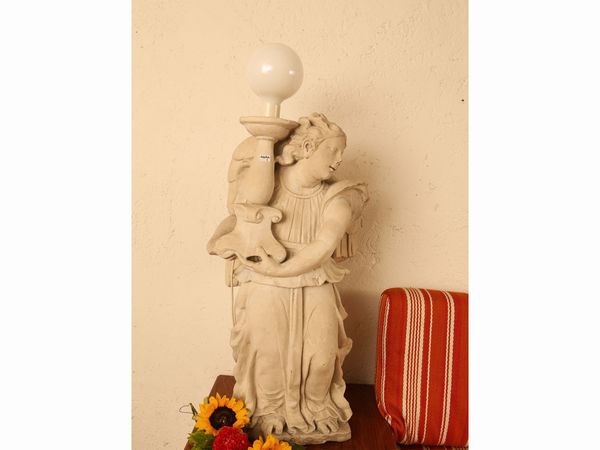 Angelo portacero in marmo  - Asta Arredi e dipinti da un antico palazzo marchigiano - Associazione Nazionale - Case d'Asta italiane