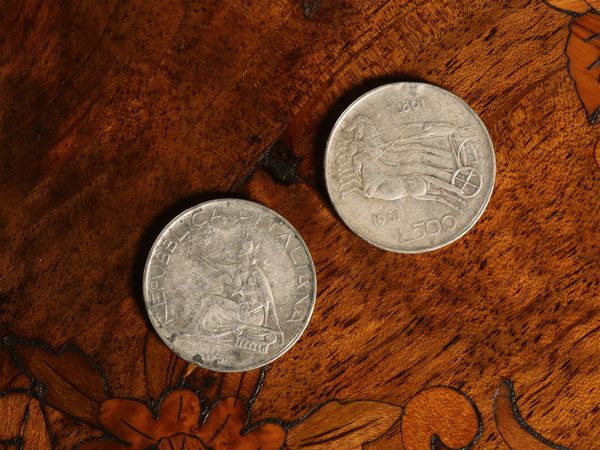 Settantadue monete da 500 � in argento, Unit� d'Italia  - Asta Arredi e dipinti da un antico palazzo marchigiano - Associazione Nazionale - Case d'Asta italiane