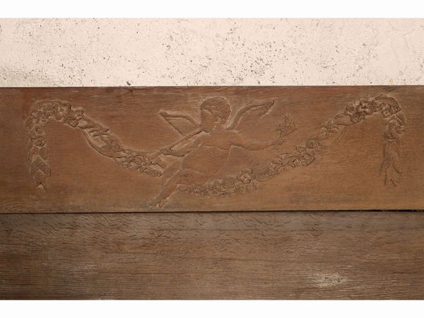 Letto a baldacchino in rovere  - Asta Arredi e dipinti da un antico palazzo marchigiano - Associazione Nazionale - Case d'Asta italiane