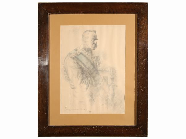Ritratto di Vittorio Emanuele III, 1935  - Asta Arredi e dipinti da un antico palazzo marchigiano - Associazione Nazionale - Case d'Asta italiane