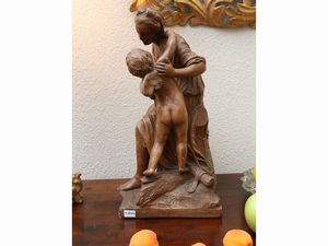 Jean-Baptiste Pigalle : L'Amore che abbraccia l'Amicizia 1756  - Asta Arredi e dipinti da un antico palazzo marchigiano - Associazione Nazionale - Case d'Asta italiane