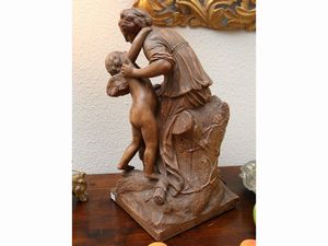 Jean-Baptiste Pigalle : L'Amore che abbraccia l'Amicizia 1756  - Asta Arredi e dipinti da un antico palazzo marchigiano - Associazione Nazionale - Case d'Asta italiane