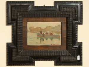 Riccardo Pollastrini - Paesaggi marini con barche e pescatori