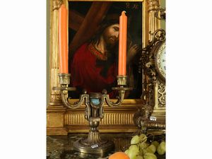 Trittico da camino in metallo  - Asta Arredi e dipinti da un antico palazzo marchigiano - Associazione Nazionale - Case d'Asta italiane