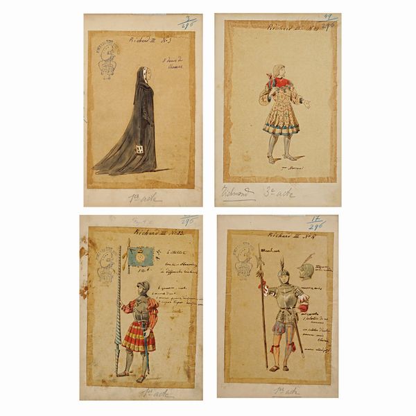 Figurini per Riccardo III  - Asta Bozzetti e Figurini Web Only - Associazione Nazionale - Case d'Asta italiane