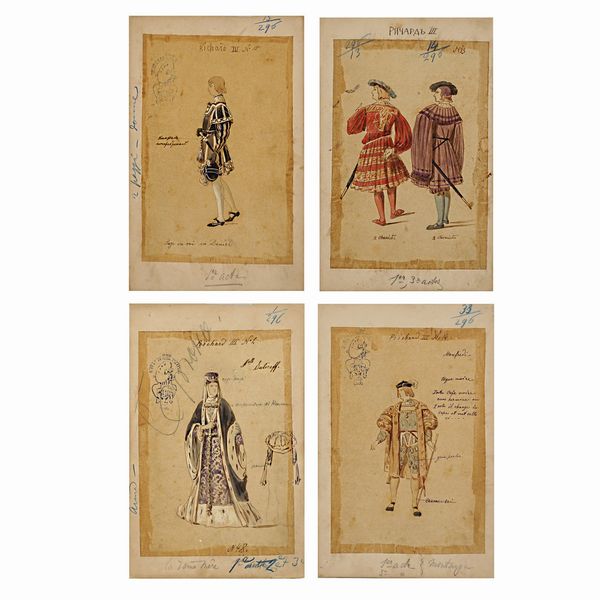 Figurini per Riccardo III  - Asta Bozzetti e Figurini Web Only - Associazione Nazionale - Case d'Asta italiane