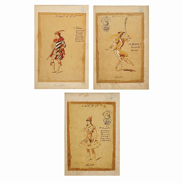 Figurini per Riccardo III  - Asta Bozzetti e Figurini Web Only - Associazione Nazionale - Case d'Asta italiane