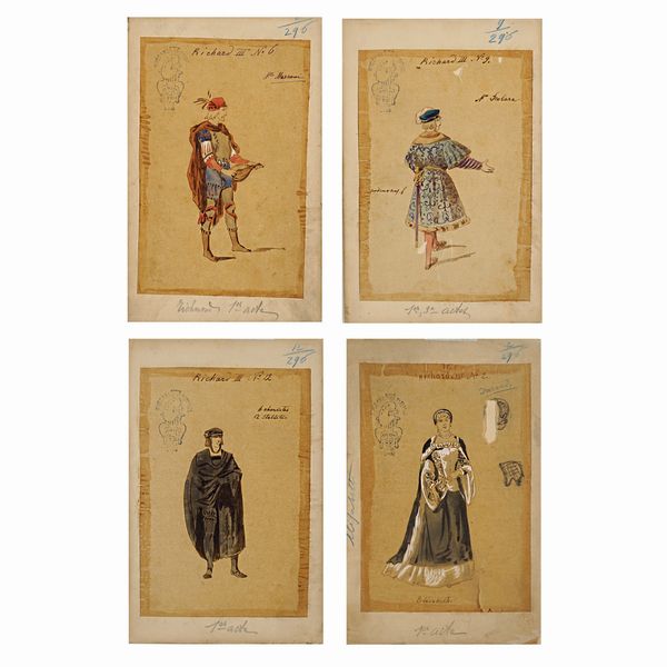 Figurini per Riccardo III  - Asta Bozzetti e Figurini Web Only - Associazione Nazionale - Case d'Asta italiane