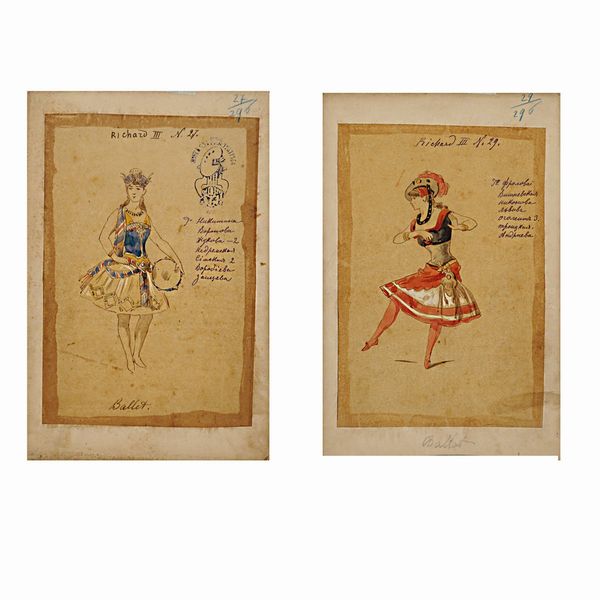 Figurini per Riccardo III  - Asta Bozzetti e Figurini Web Only - Associazione Nazionale - Case d'Asta italiane